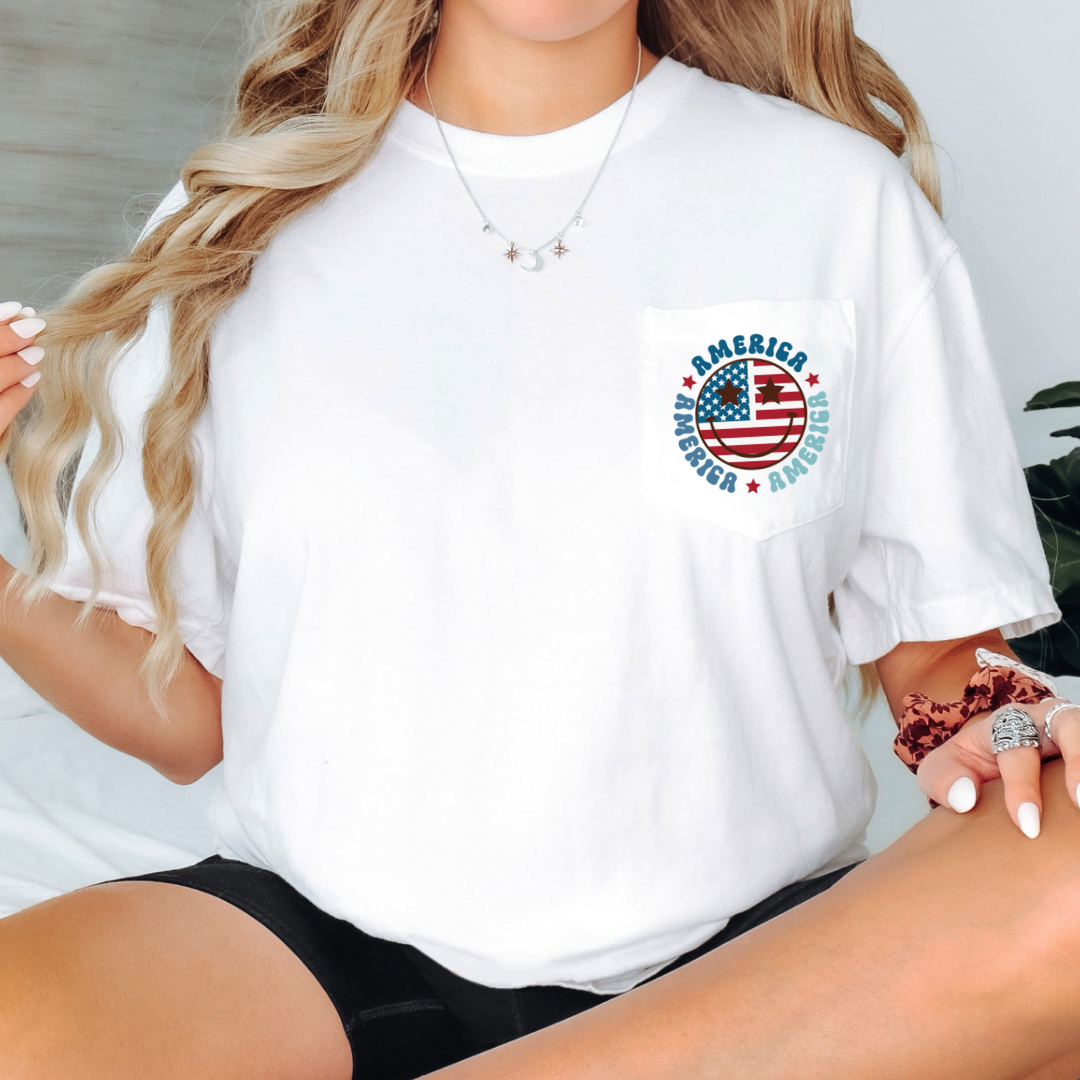 America 4th of July Pocket Graphic T-Shirt