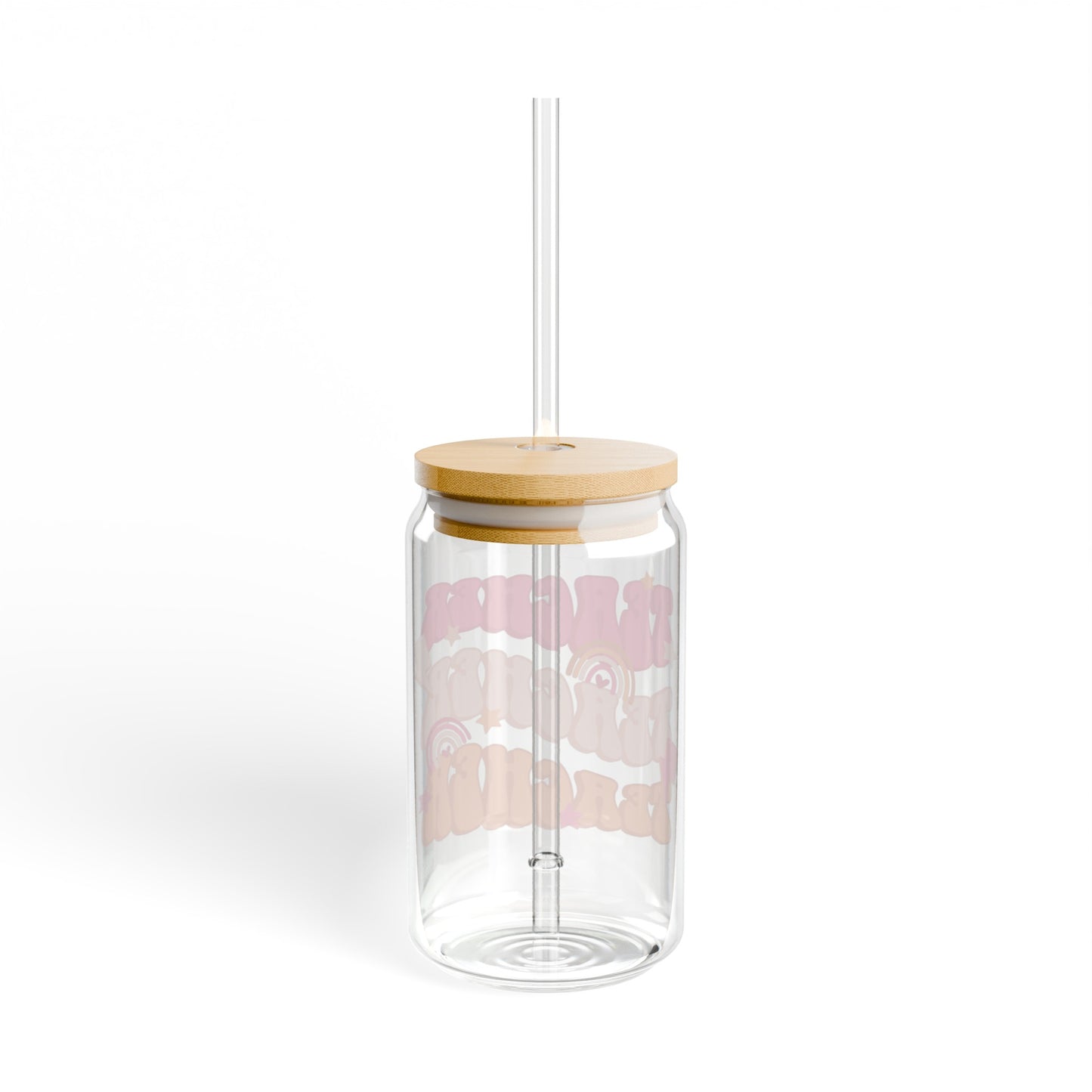 Teacher Glass Cup with a Bamboo Lid and Glass Straw, 16oz