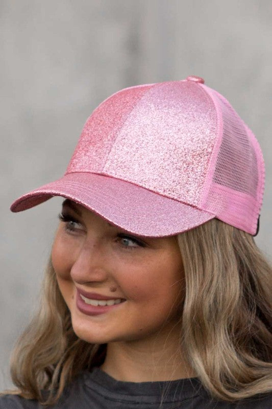 Glitter Trucker Ponytail Cap