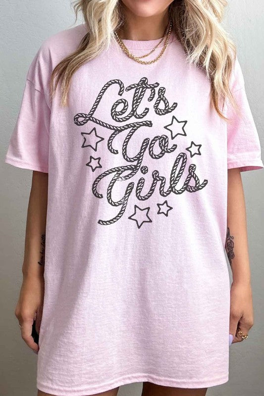 LETS GO GIRL WESTERN COUNTRY OVERSIZED TEE