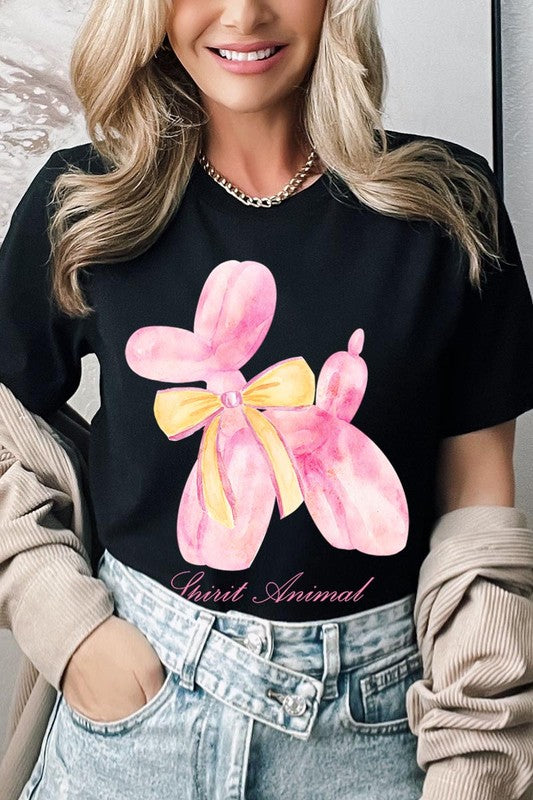 Bow Pink Balloon Dog Graphic T Shirts