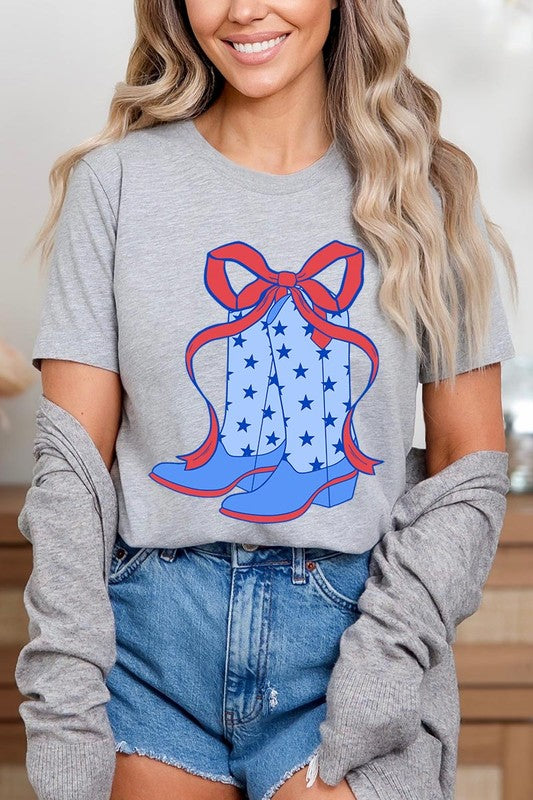 Coquette Cowgirl Boots 4th Of July Graphic T Shirt