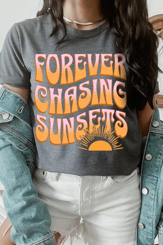 Forever Chasing Sunsets Summer Graphic T Shirts