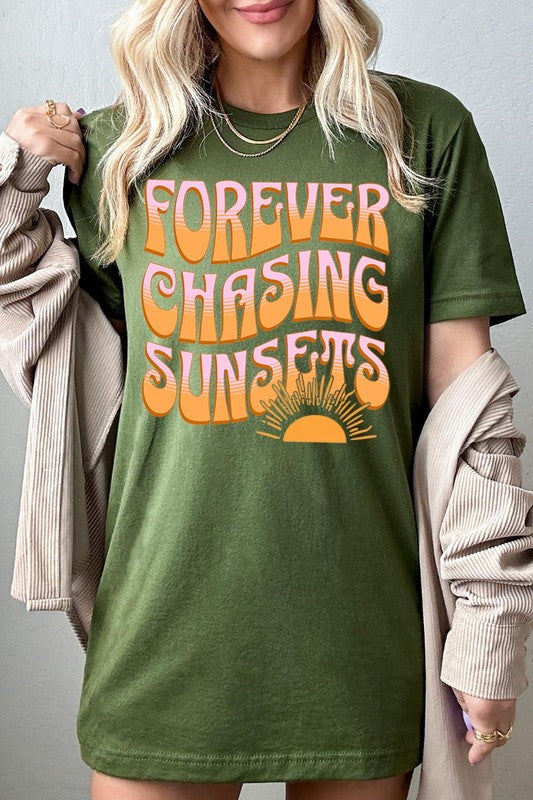 Forever Chasing Sunsets Summer Graphic T Shirts