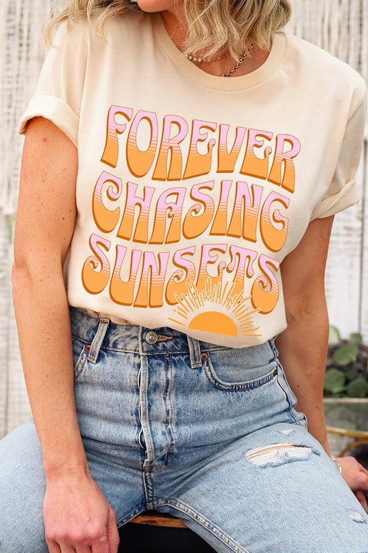 Forever Chasing Sunsets Summer Graphic T Shirts