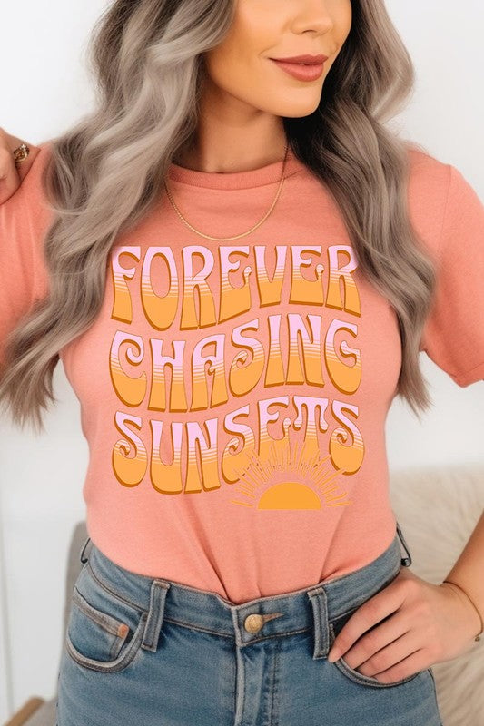 Forever Chasing Sunsets Summer Graphic T Shirts