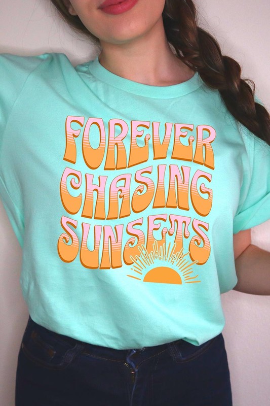 Forever Chasing Sunsets Summer Graphic T Shirts