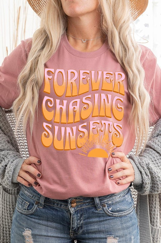 Forever Chasing Sunsets Summer Graphic T Shirts