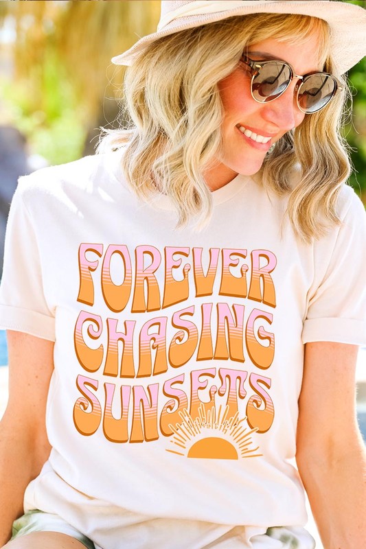 Forever Chasing Sunsets Summer Graphic T Shirts