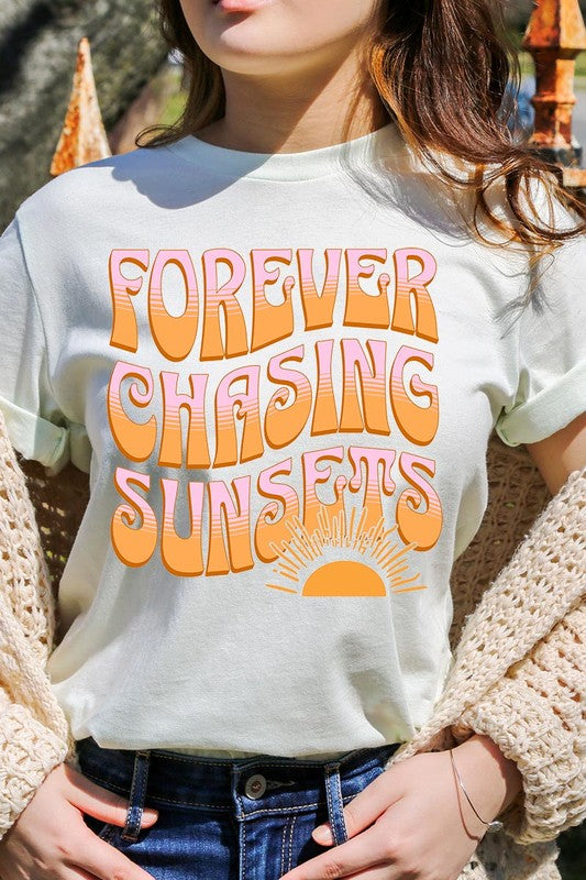 Forever Chasing Sunsets Summer Graphic T Shirts