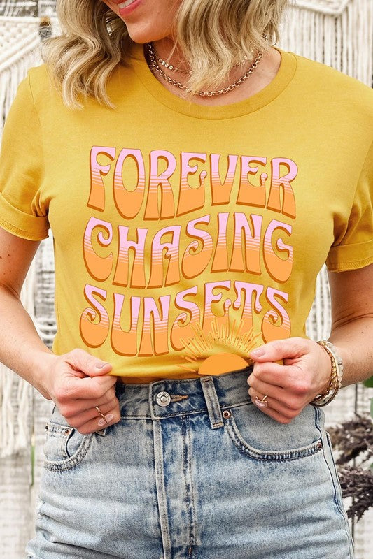 Forever Chasing Sunsets Summer Graphic T Shirts