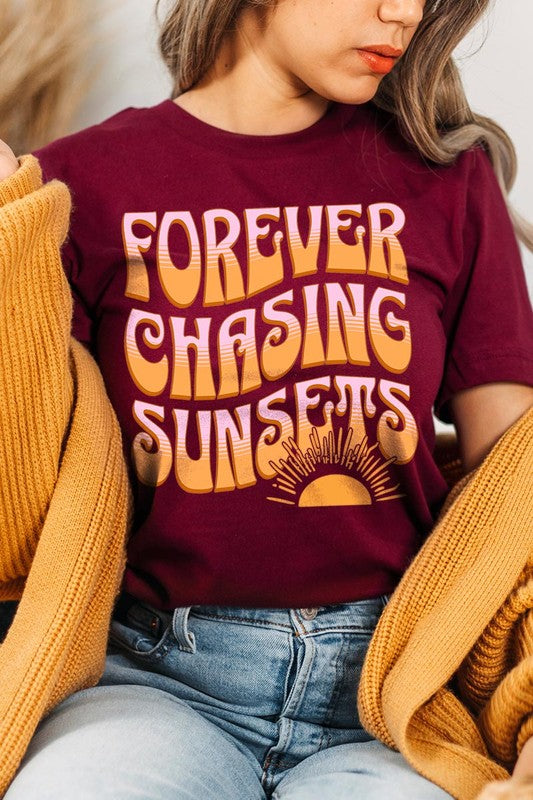 Forever Chasing Sunsets Summer Graphic T Shirts