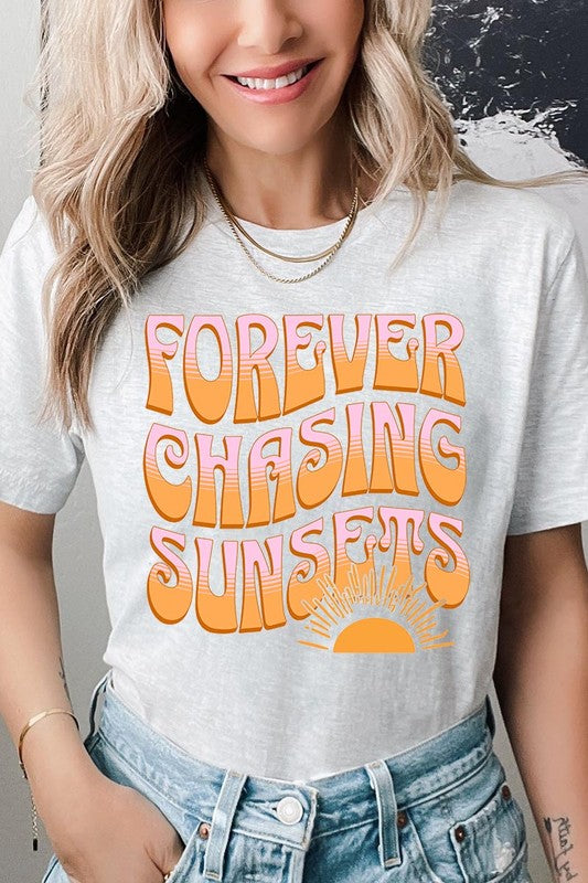 Forever Chasing Sunsets Summer Graphic T Shirts