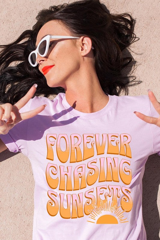 Forever Chasing Sunsets Summer Graphic T Shirts