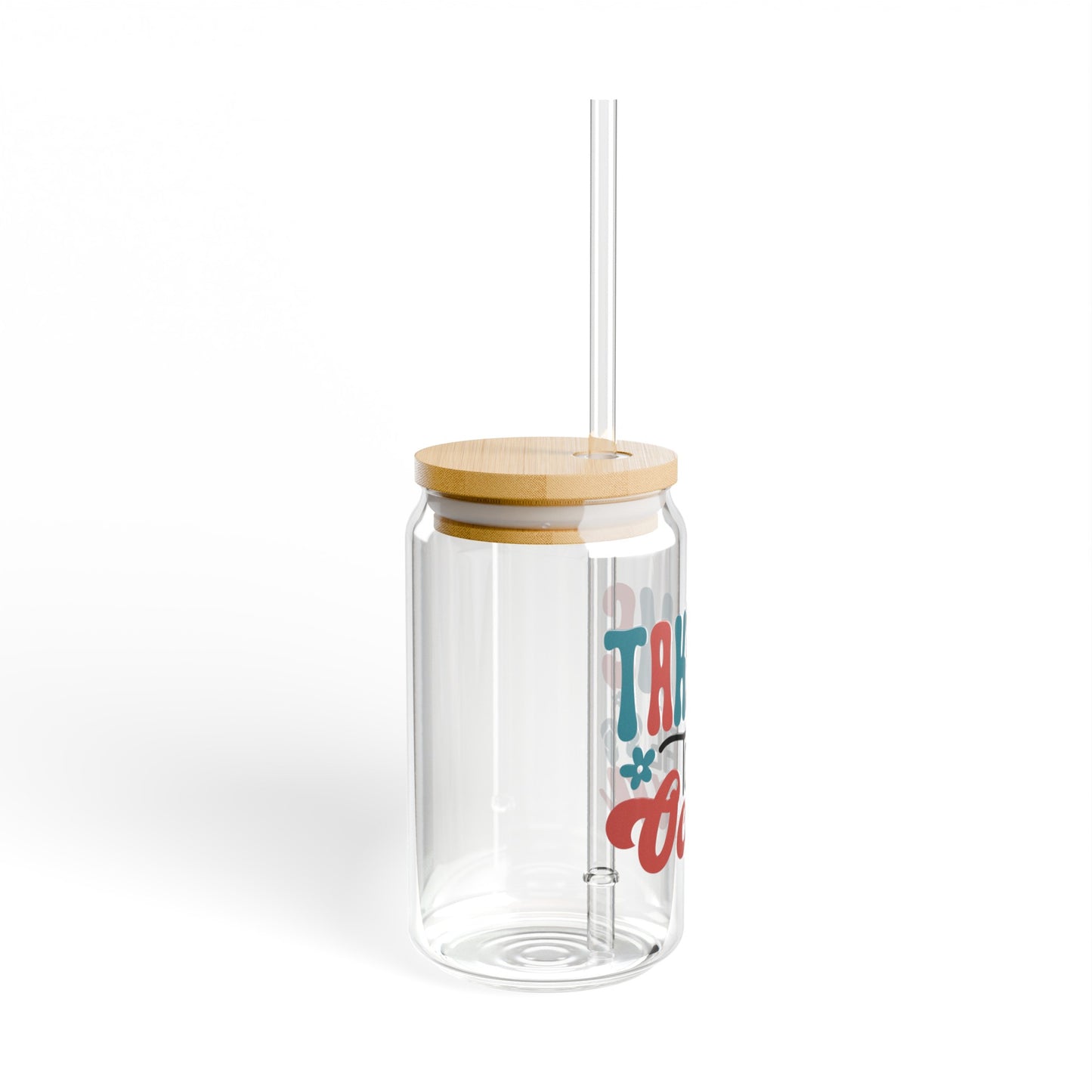 Take Me To The Ocean Glass Cup with a Bamboo Lid, 16oz