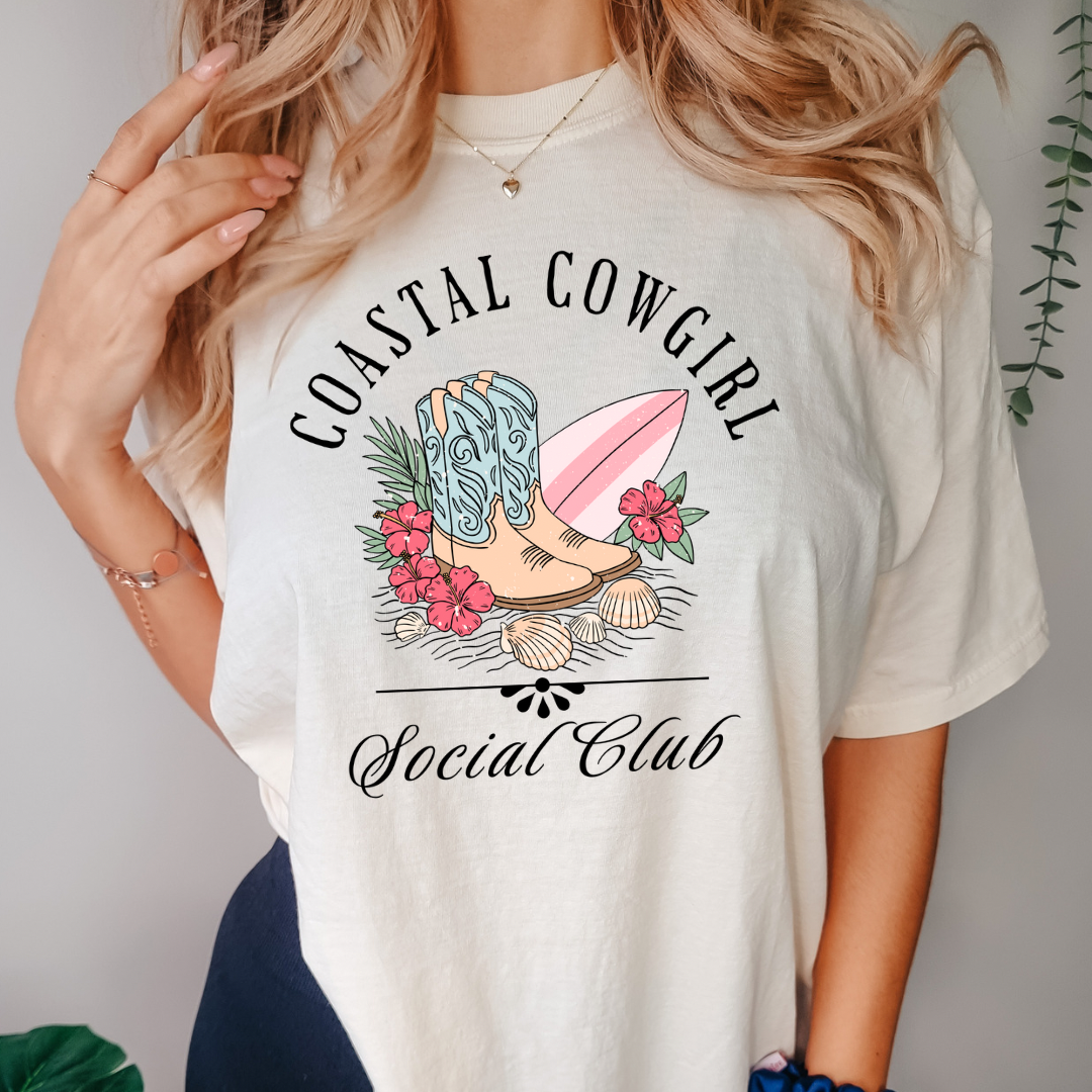 Beige Coastal Cowgirl Graphic Tee