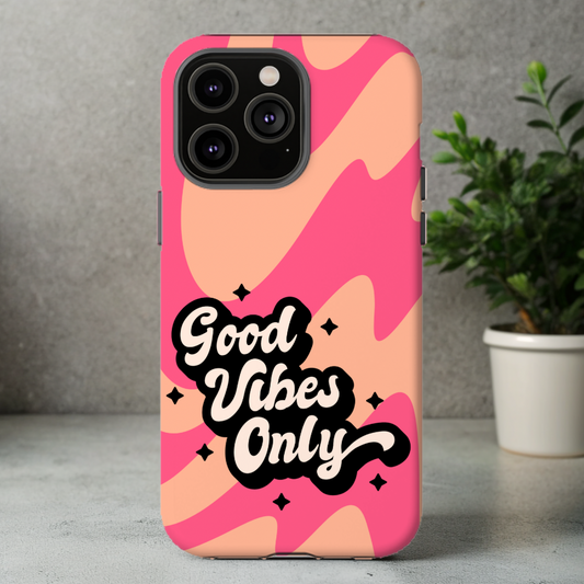 Good Vibes Only Retro iPhone 13, 14, and 15 MagSafe Tough Phone Cases