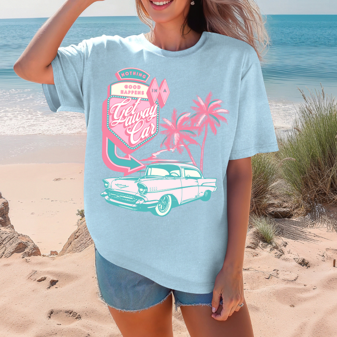 Summer Getaway Car Graphic Tee, Comfort Colors