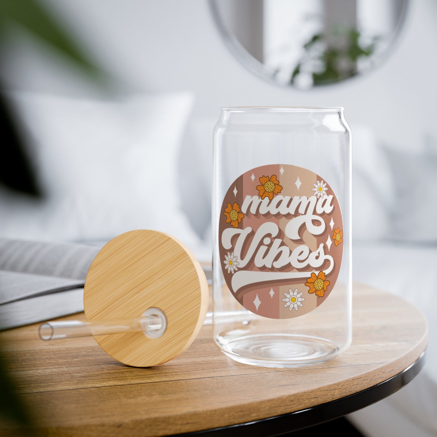 Retro Mama Glass with Bamboo Lid, 16oz