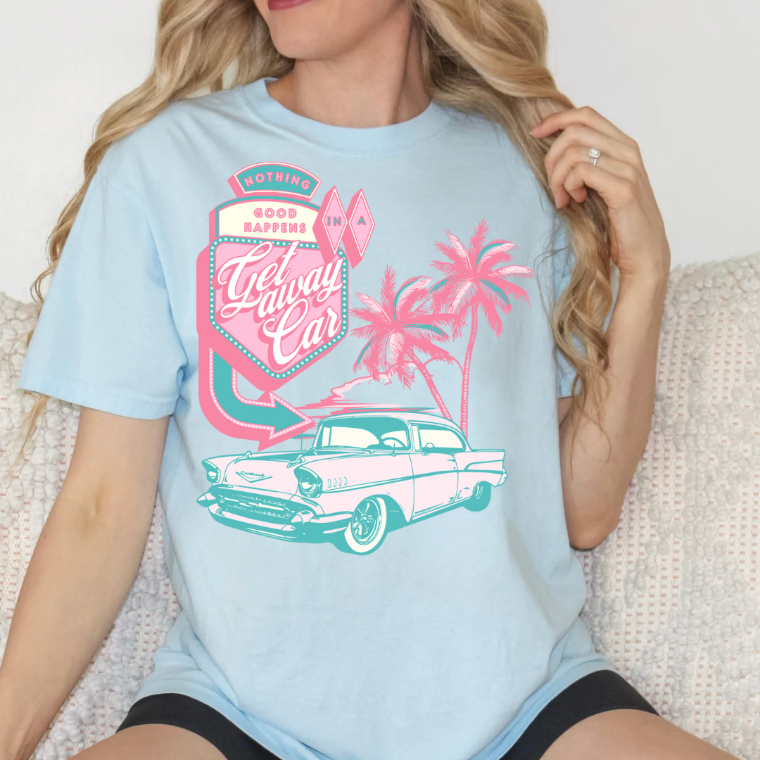 Summer Getaway Car Graphic Tee, Comfort Colors