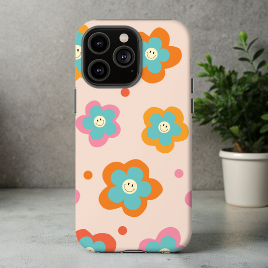 Retro Flowers iPhone Case, Impact-Resistant Cases