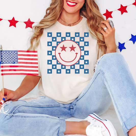 USA American Retro Smiley Graphic Tee