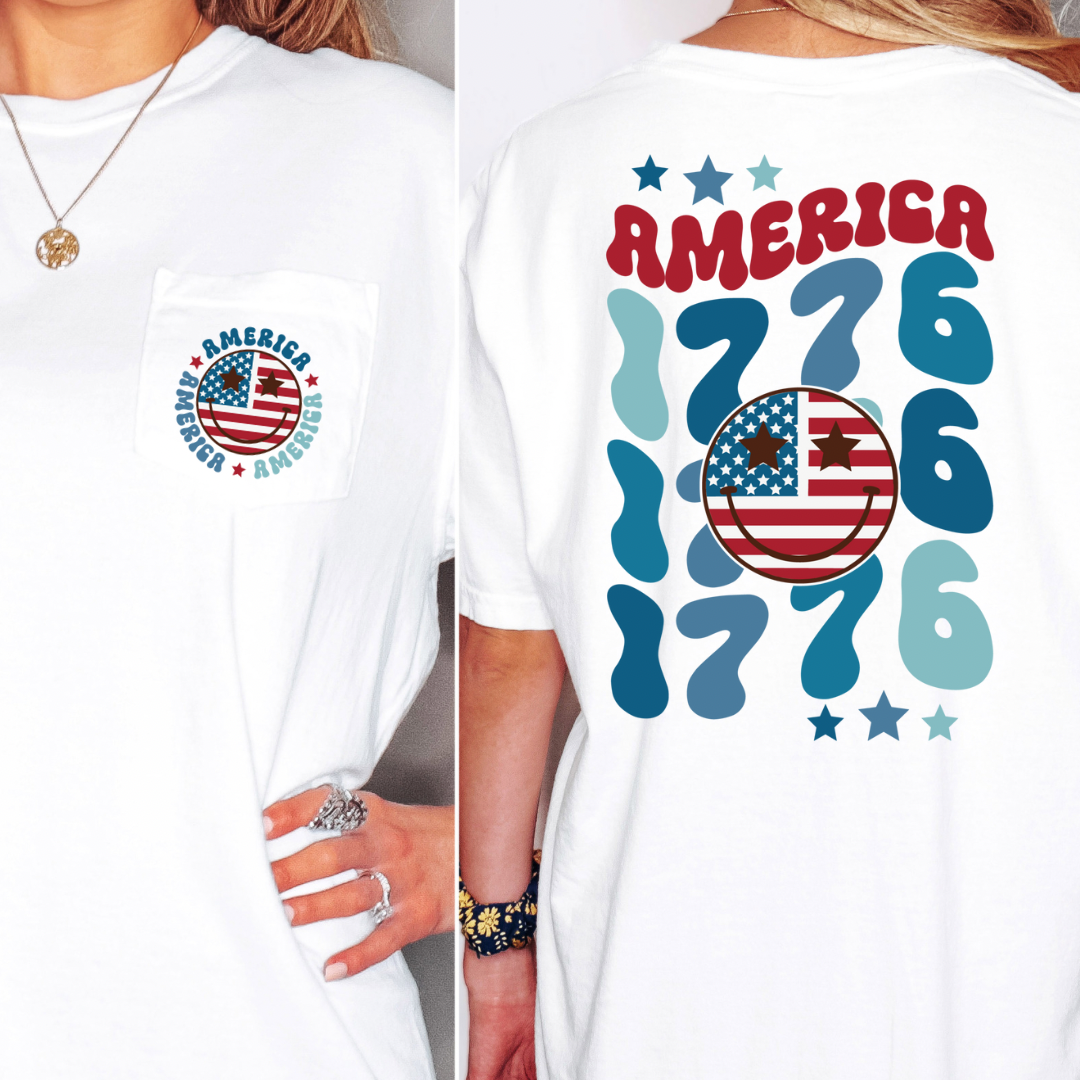 America 4th of July Pocket Graphic T-Shirt