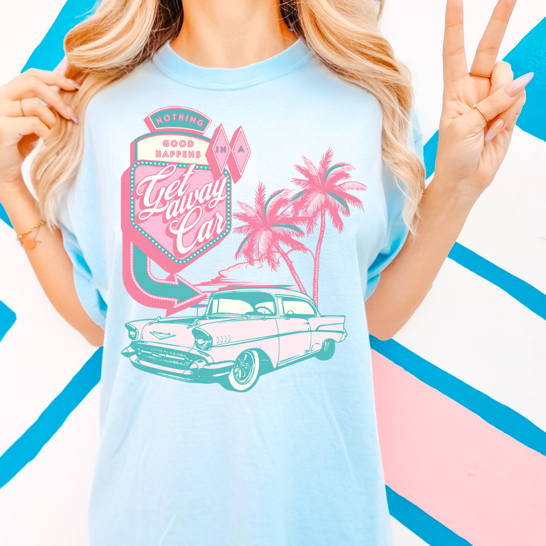 Summer Getaway Car Graphic Tee, Comfort Colors