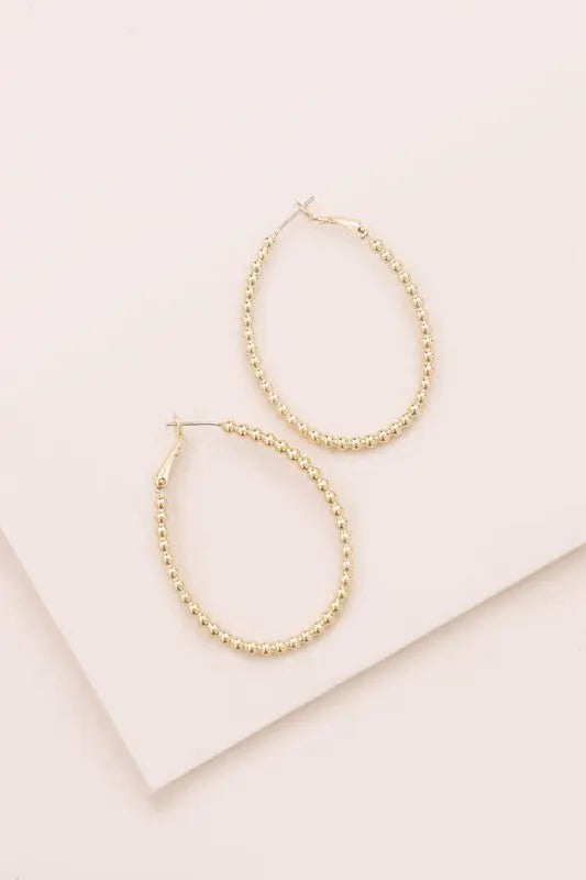 Beaded Oval Hoop Earrings Lovoda