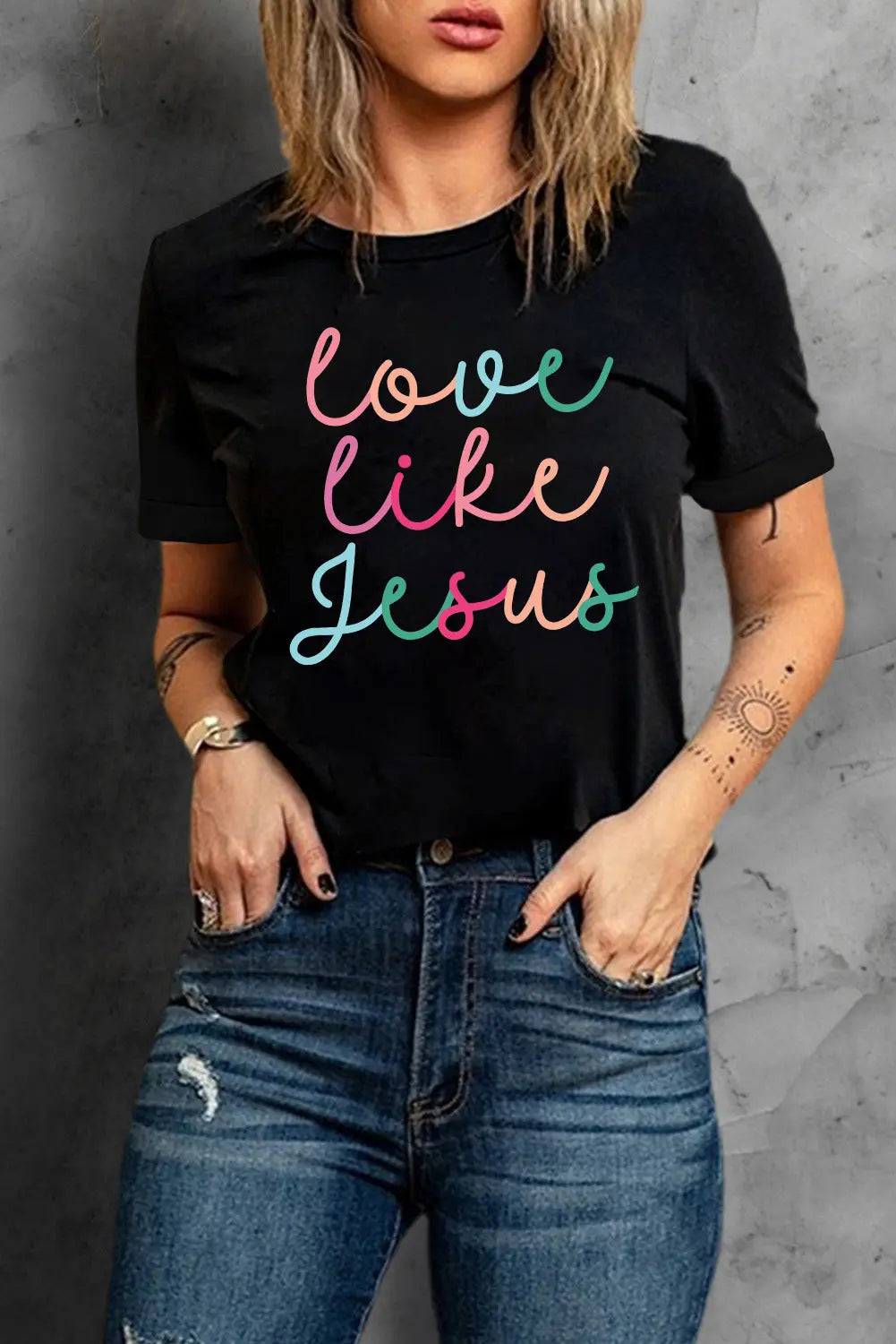 Black Love Like Jesus Crew Neck Graphic Tee Dear-Lover Dropshipping