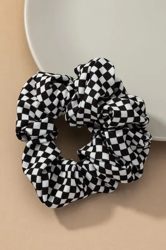 Check Pattern Soft Satin Hair Scrunchies LA3accessories