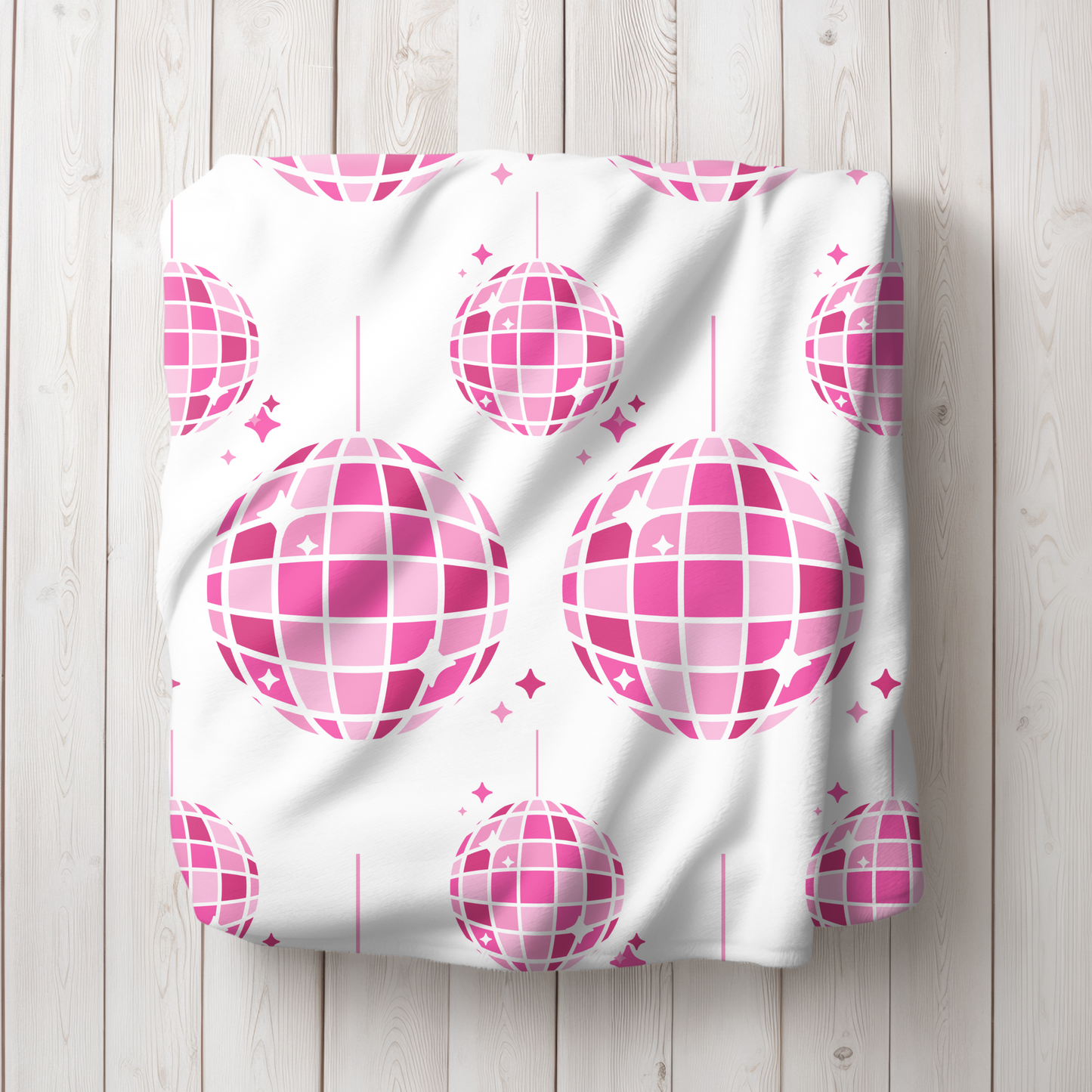 Pink Disco Ball Velveteen Plush Blanket