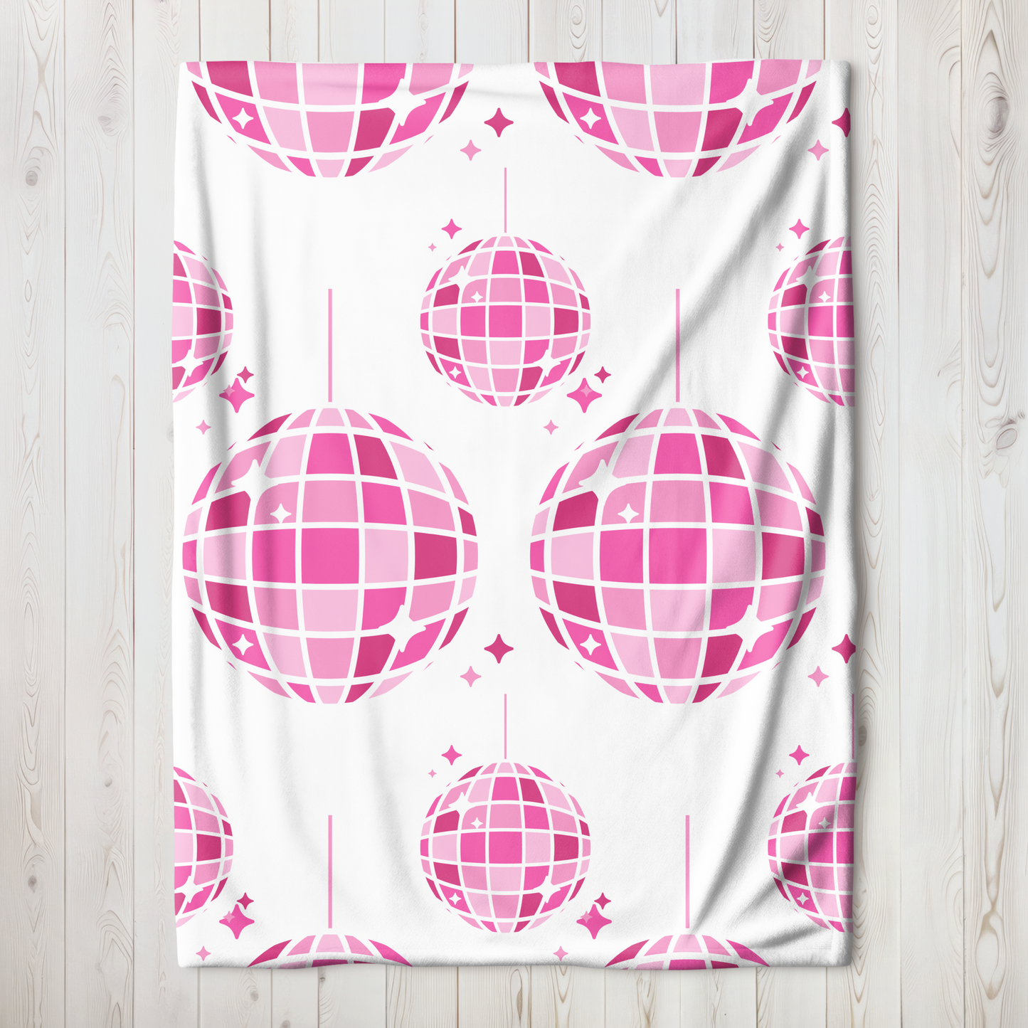 Pink Disco Ball Velveteen Plush Blanket