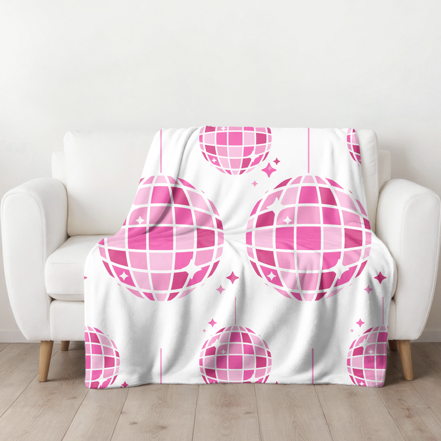 Pink Disco Ball Velveteen Plush Blanket