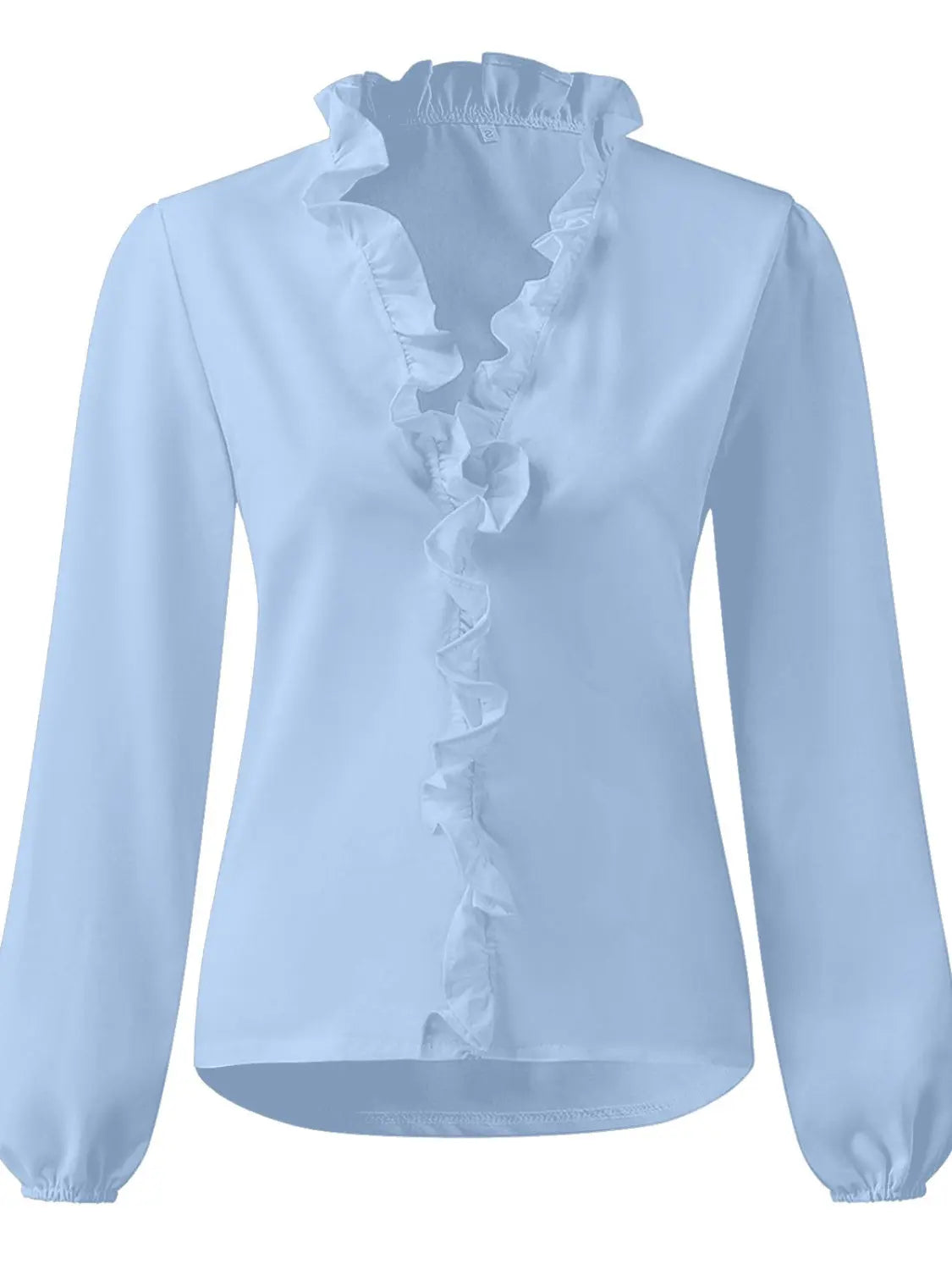 Full Size Ruffled V-Neck Long Sleeve Blouse Trendsi