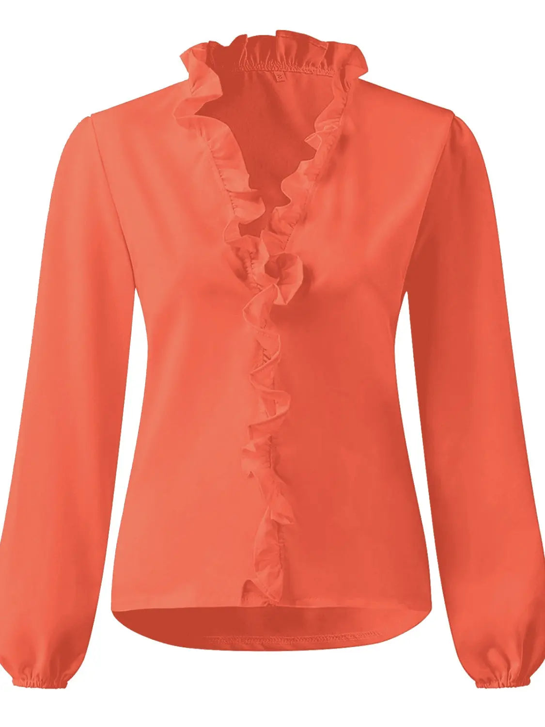 Full Size Ruffled V-Neck Long Sleeve Blouse Trendsi