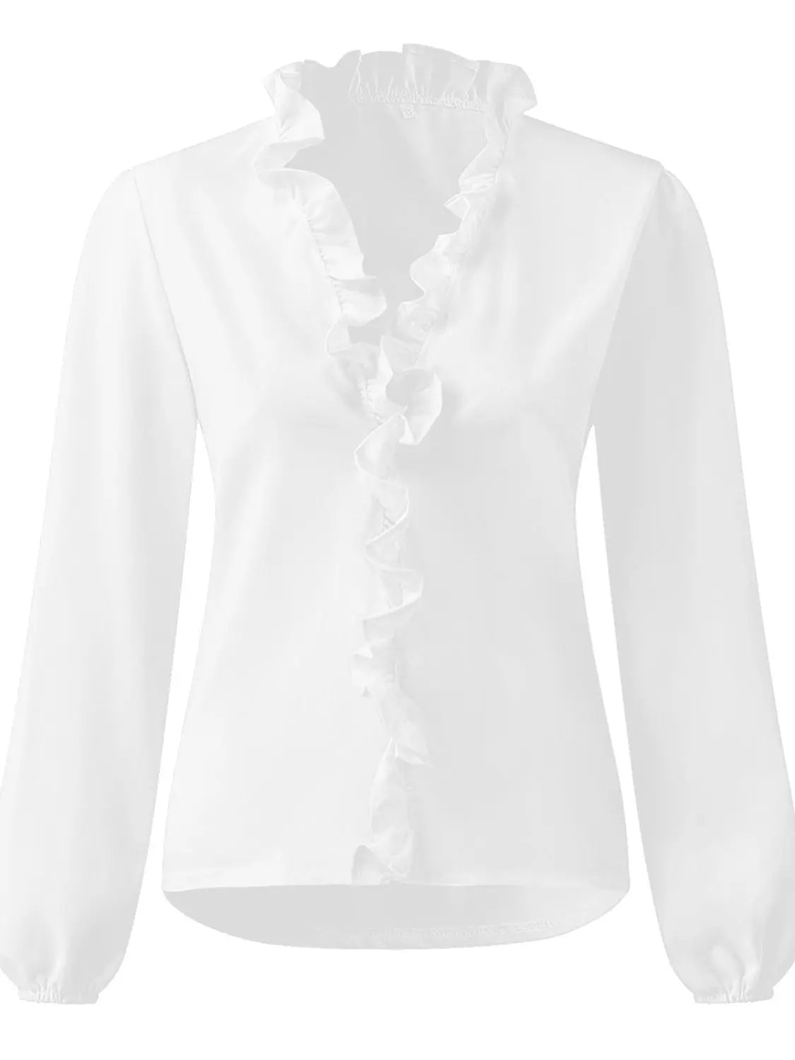 Full Size Ruffled V-Neck Long Sleeve Blouse Trendsi