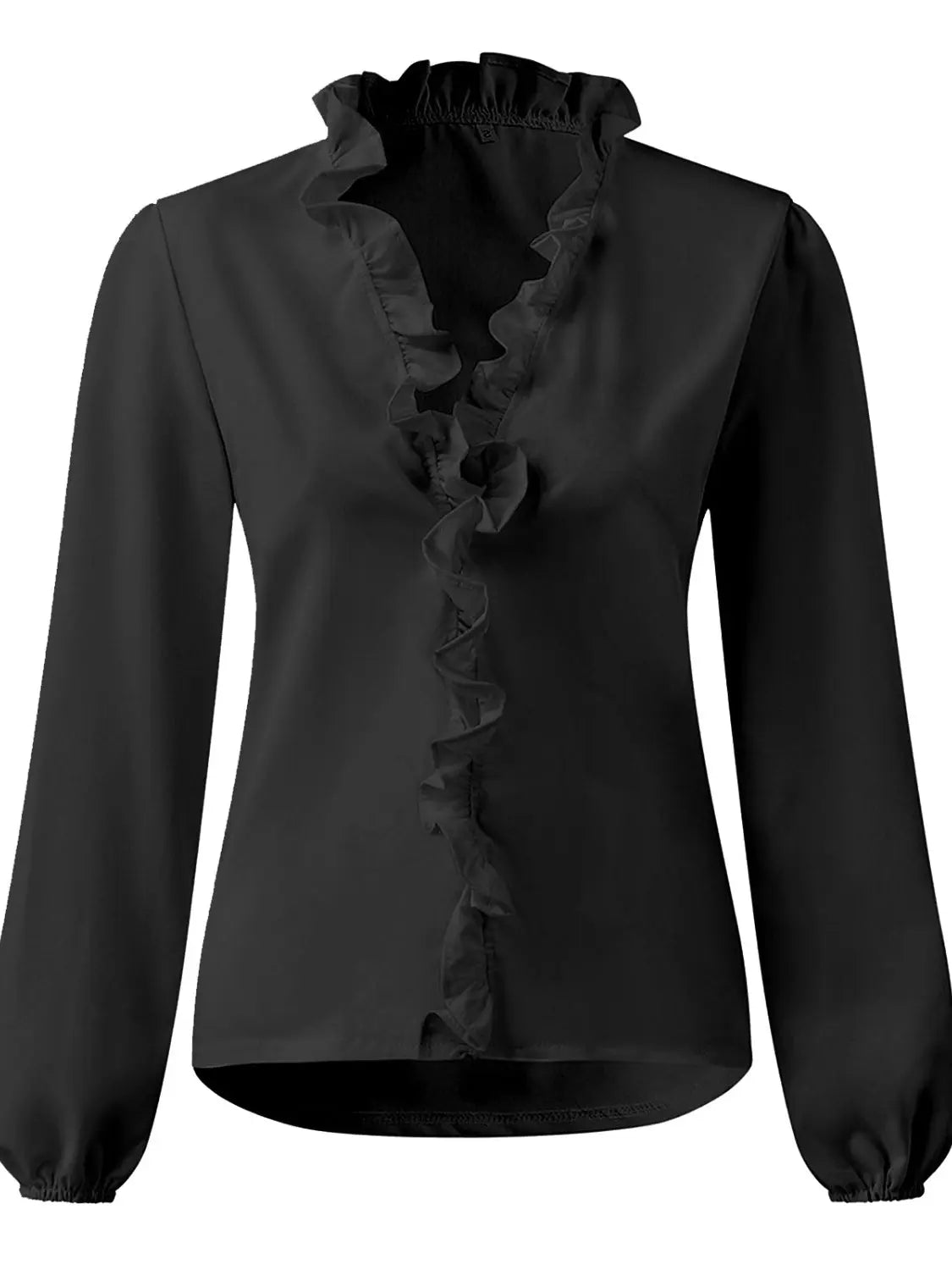 Full Size Ruffled V-Neck Long Sleeve Blouse Trendsi