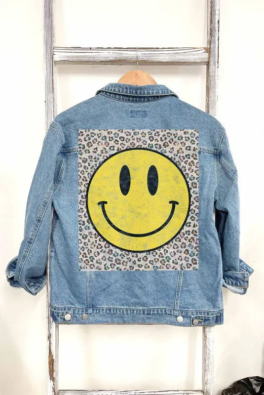 HAPPY LEOPARD DENIM JEAN JACKET ALPHIA