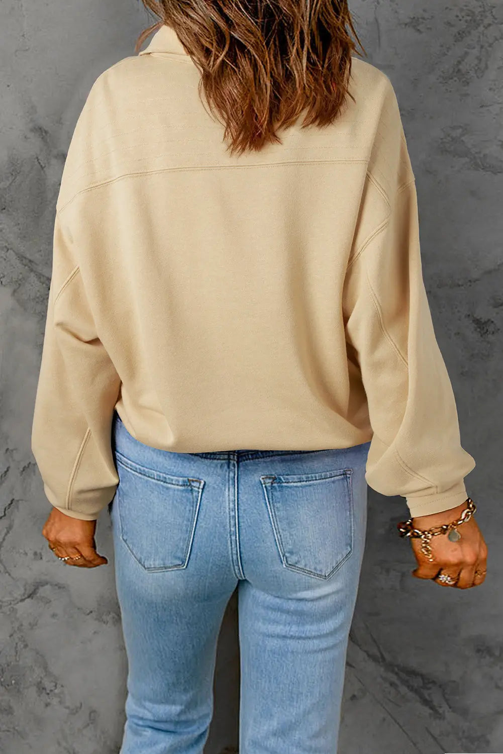 Half Snap Long Sleeve Sweatshirt Trendsi