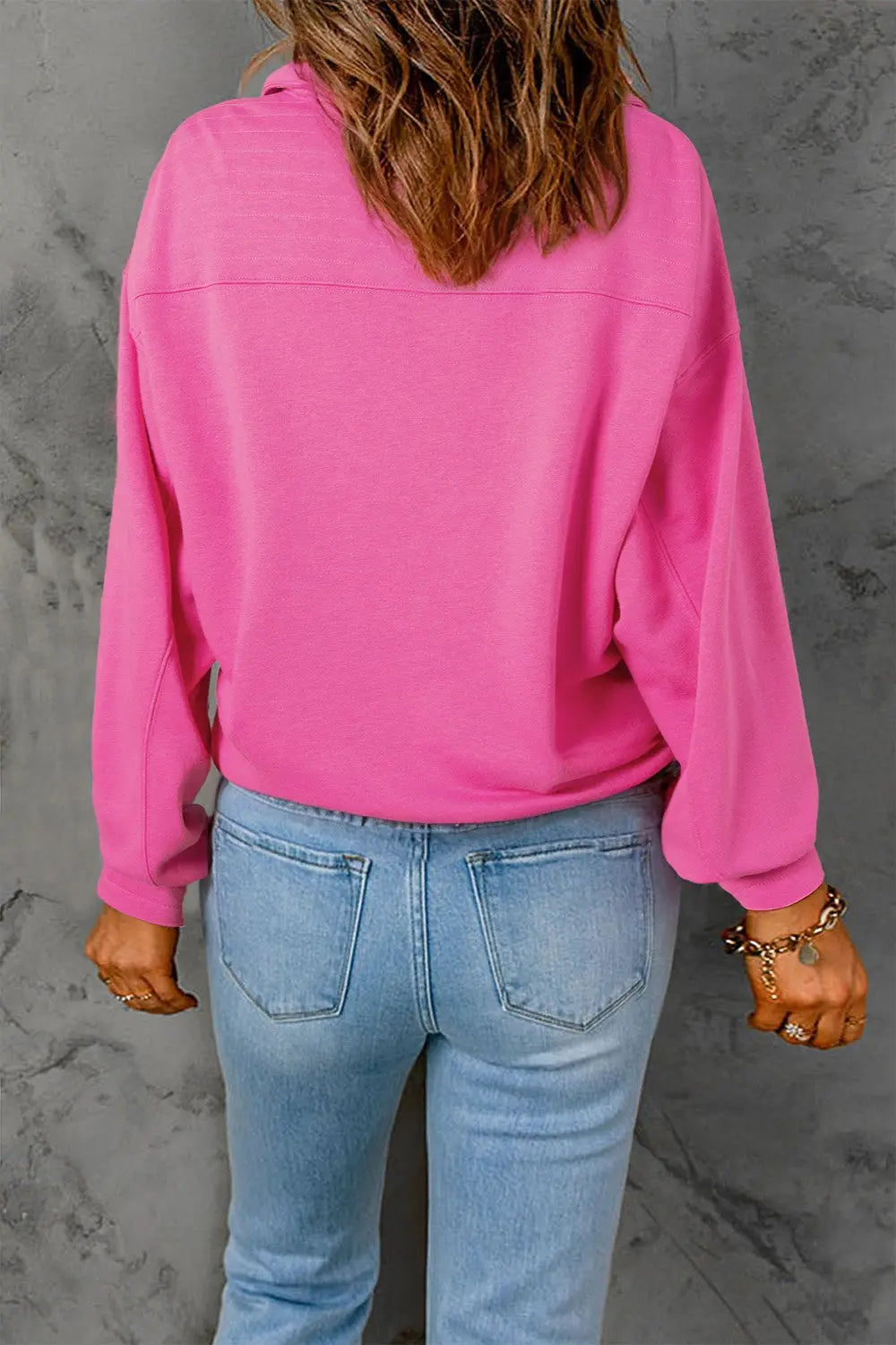 Half Snap Long Sleeve Sweatshirt Trendsi