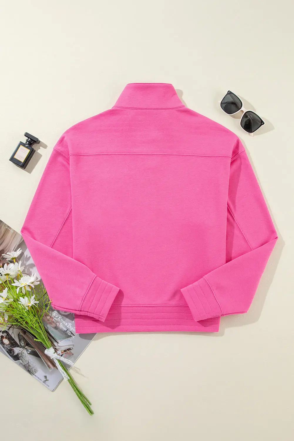 Half Snap Long Sleeve Sweatshirt Trendsi