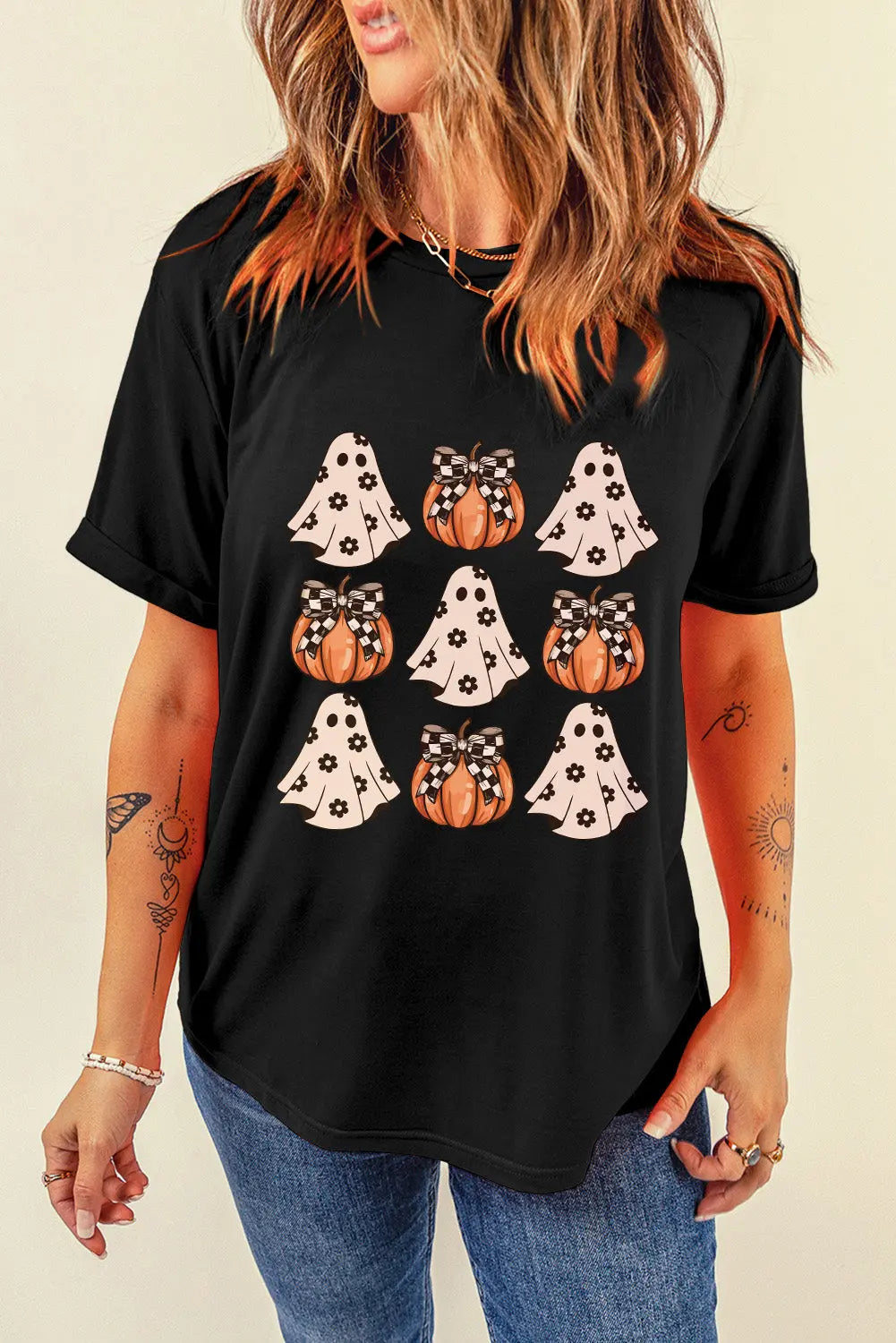 Halloween Graphic Round Neck Short Sleeve T-Shirt Trendsi