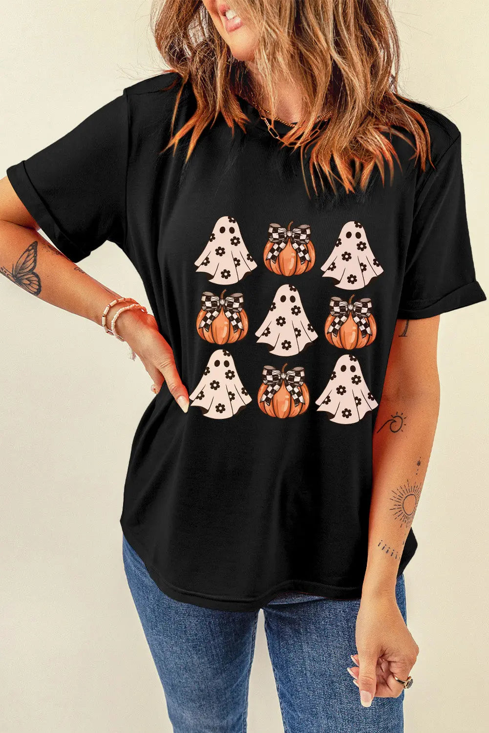 Halloween Graphic Round Neck Short Sleeve T-Shirt Trendsi