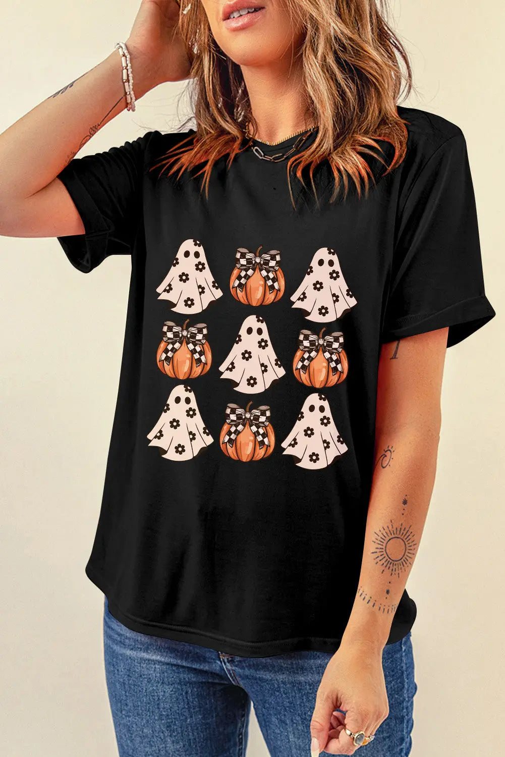 Halloween Graphic Round Neck Short Sleeve T-Shirt Trendsi