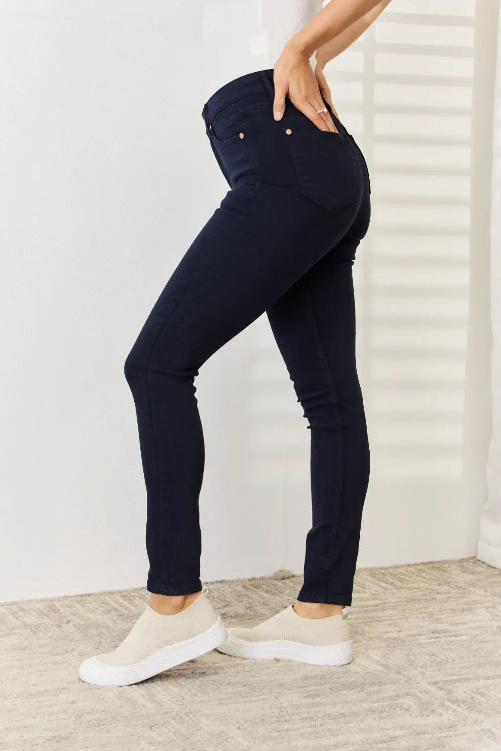 Judy Blue Full Size Garment Dyed Tummy Control Skinny Jeans Trendsi