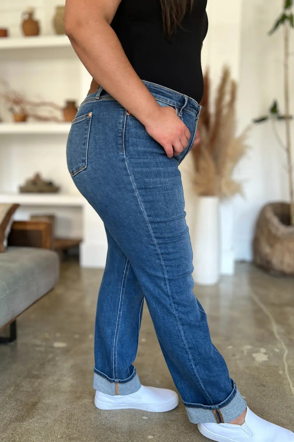 Judy Blue Full Size High Waist Front Seam Detail Straight Jeans Trendsi