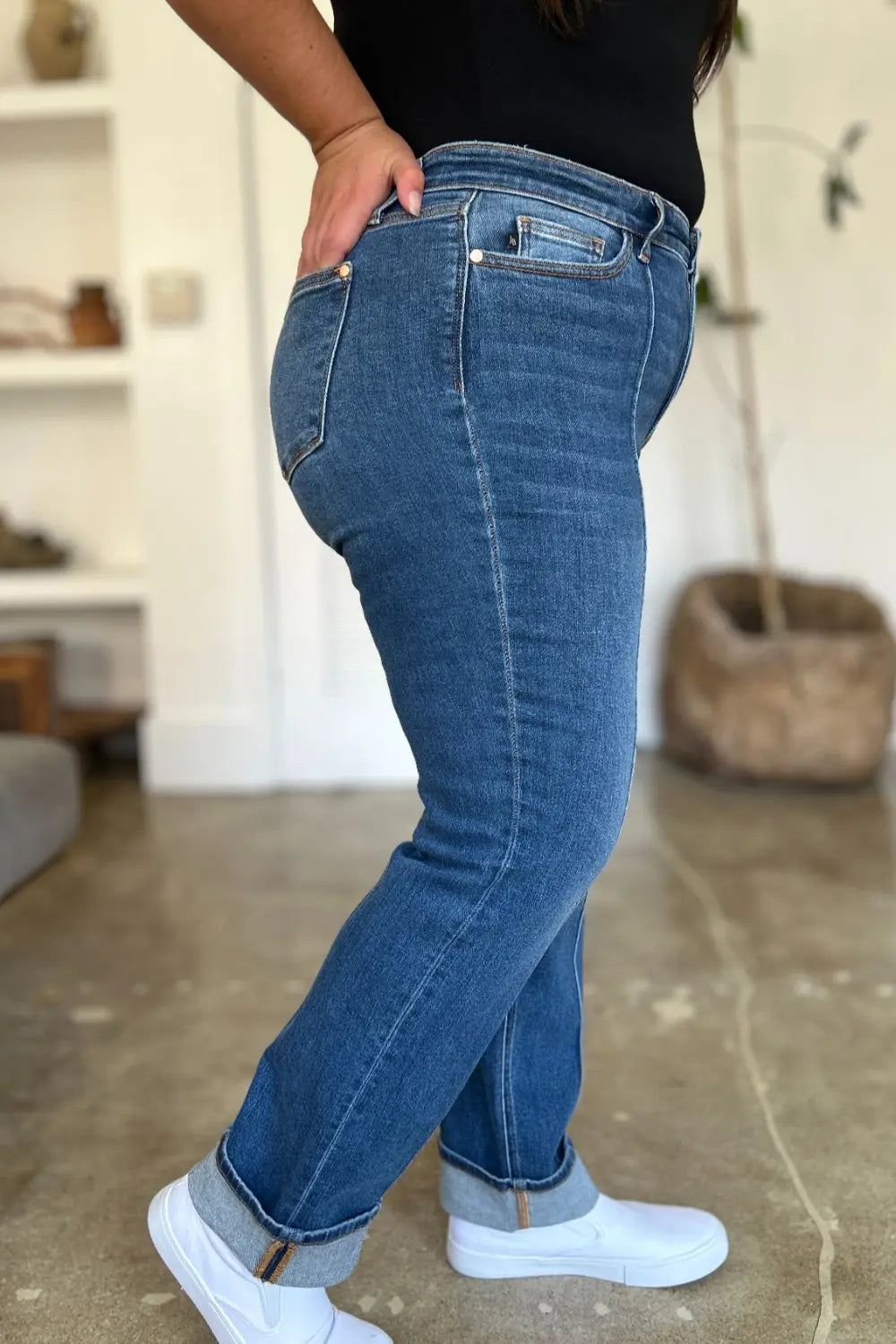 Judy Blue Full Size High Waist Front Seam Detail Straight Jeans Trendsi