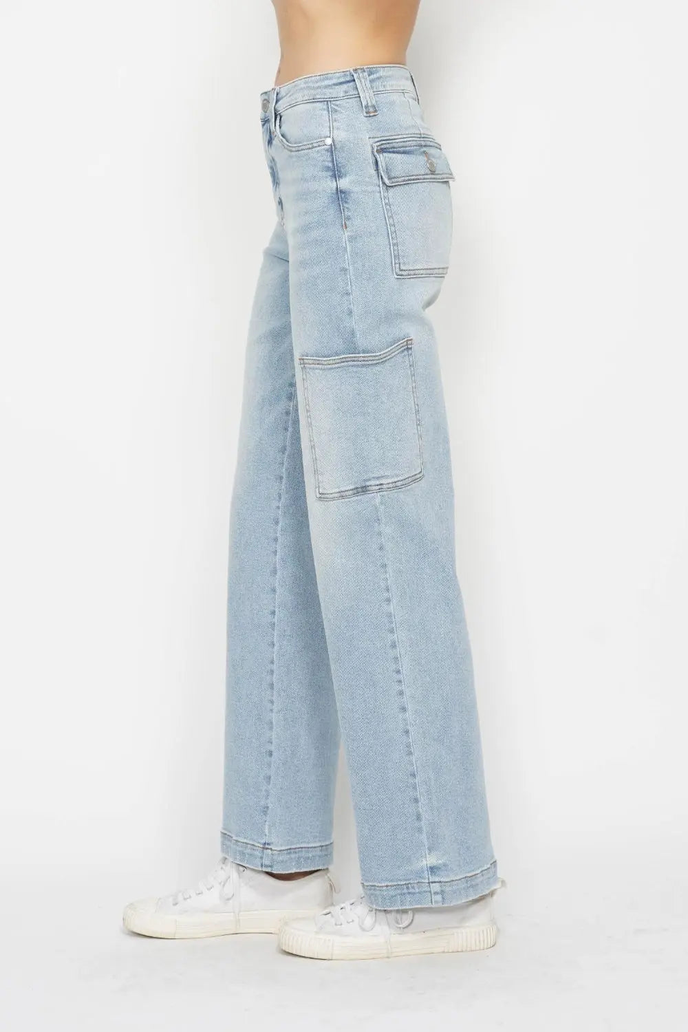 Judy Blue Full Size High Waist Straight Cargo Jeans Trendsi