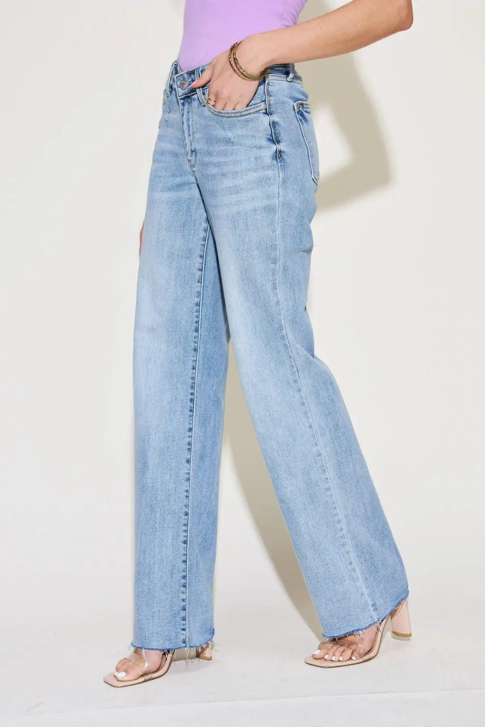 Judy Blue Full Size V Front Waistband Straight Jeans Trendsi